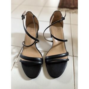 Naturalizer Women's 9.5 Black Leather Ankle Strap Block Heel Sandals